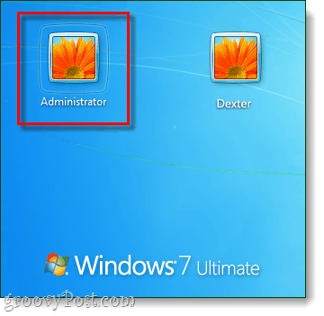 accedi all'account amministratore da Windows 7 