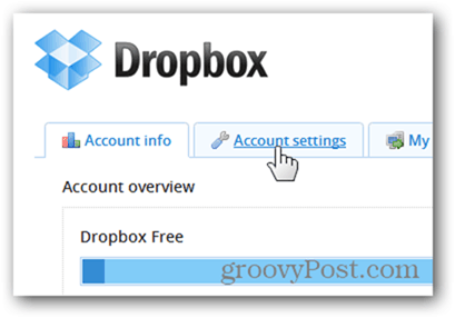 scheda impostazioni account dropbox