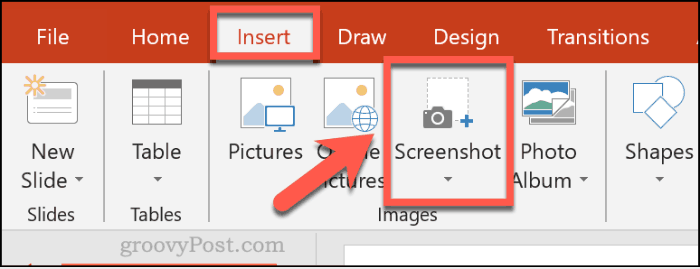 Inserimento di uno screenshot in PowerPoint