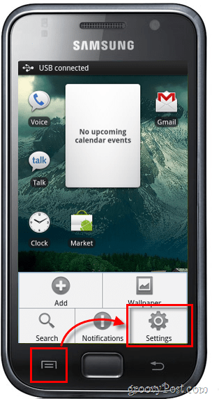schermata principale delle impostazioni del menu Android