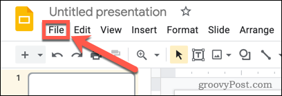 Apertura del menu File di Presentazioni Google
