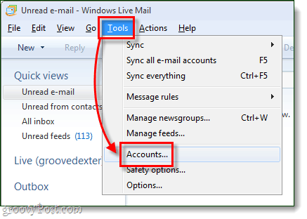 account di Windows Live Mail Tools