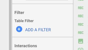 Utilizza Google Data Studio per analizzare i tuoi annunci Facebook, passaggio 17, opzione per aggiungere un filtro in Filtro e filtro tabella