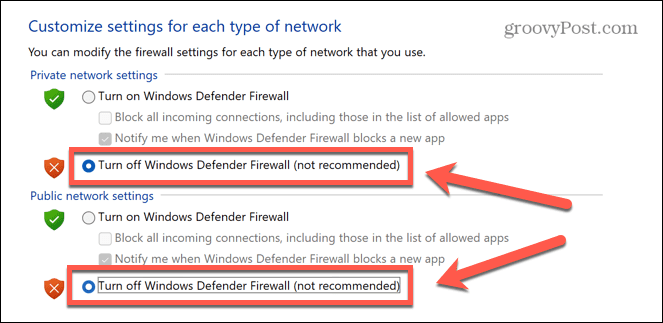Windows 11 disattiva il firewall