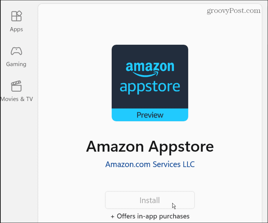 Installa l'app store di Amazon dal negozio di Windows