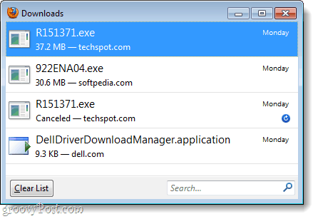 Cronologia dell'elenco di download di Firefox 4
