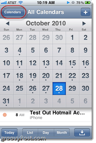 Calendario per iPhone di Hotmail
