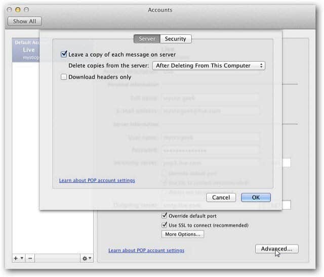 Outlook Mac 2011: come eliminare un account e-mail