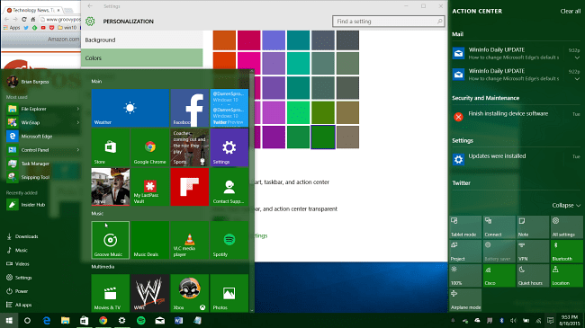 desktop di windows 10 verde