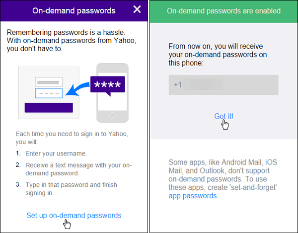 Yahoo su richiesta password