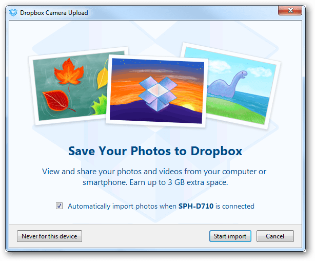 Disabilita il salvataggio automatico delle foto su Dropbox