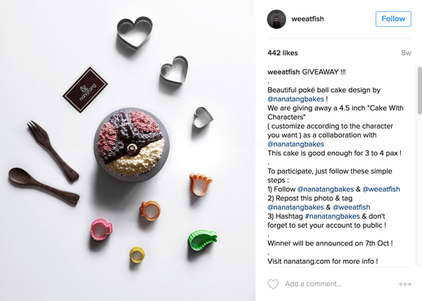 Foodie Instagrammer @weeatfish ha promosso il giveaway di Nanatang Bakes.