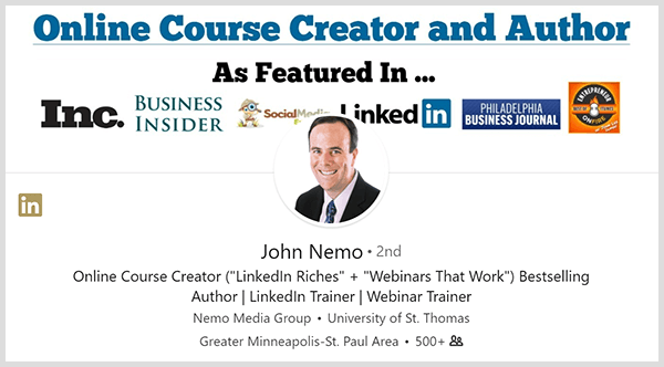 John Nemo ha utilizzato il suo profilo LinkedIn per trovare nuovi clienti.
