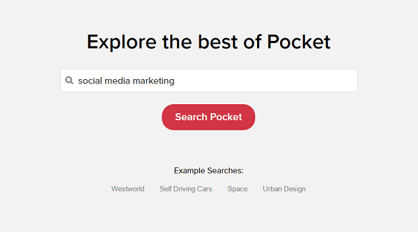 Pocket explore suggerisce contenuti in base ai tuoi interessi.