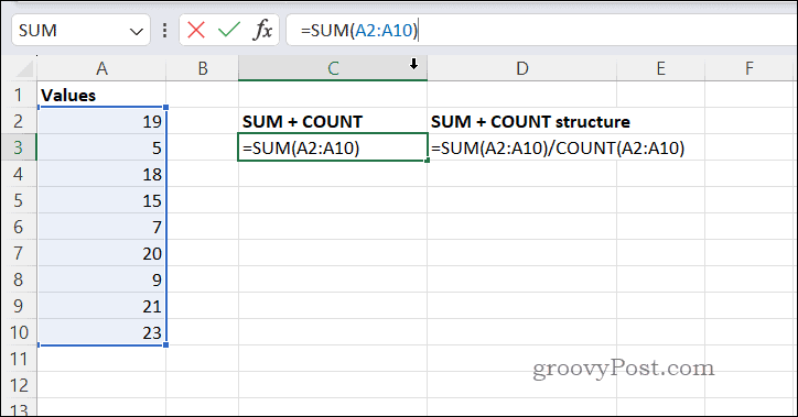 Calcolo delle medie con SUMCOUNT in Excel