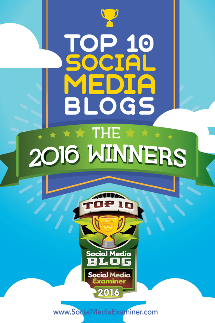 Vincitori dei primi dieci blog sui social media del 2016