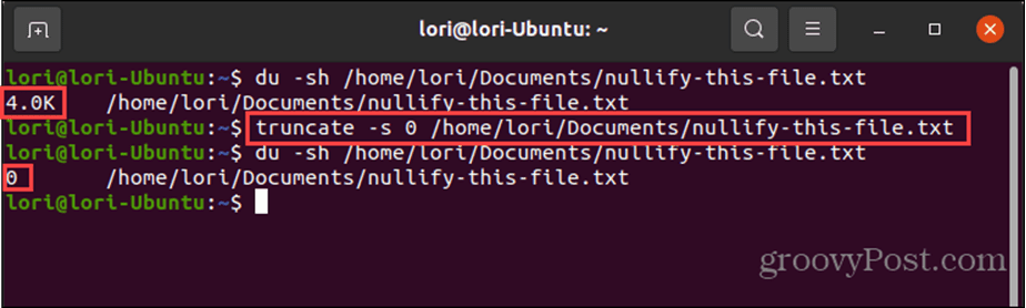 Usando il comando tronca in Linux
