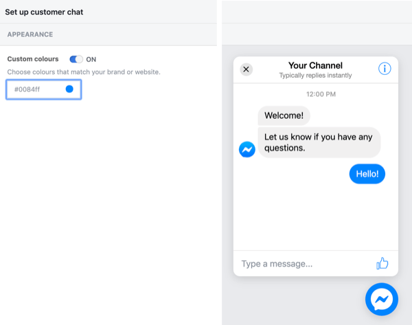 Configura la chat del cliente di Facebook, passaggio 3.