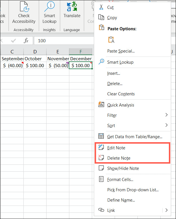 Modifica o elimina note in Excel