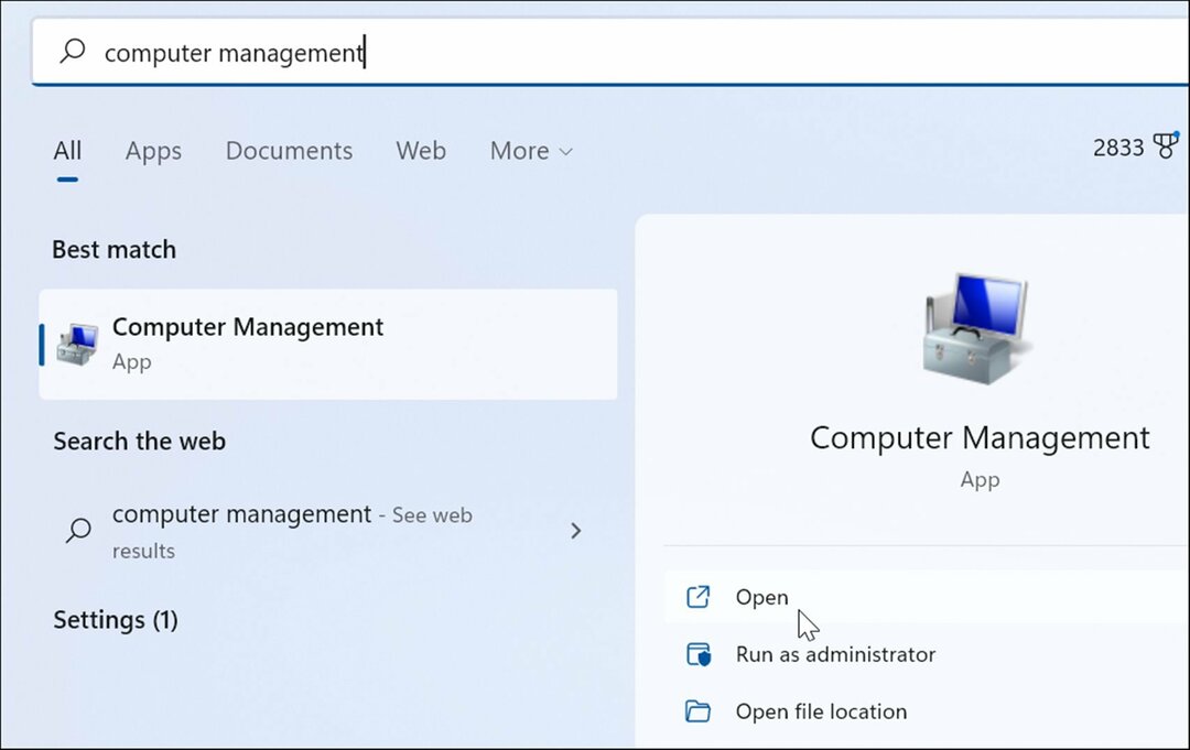 apri la gestione del computer apri la gestione del disco su Windows 11