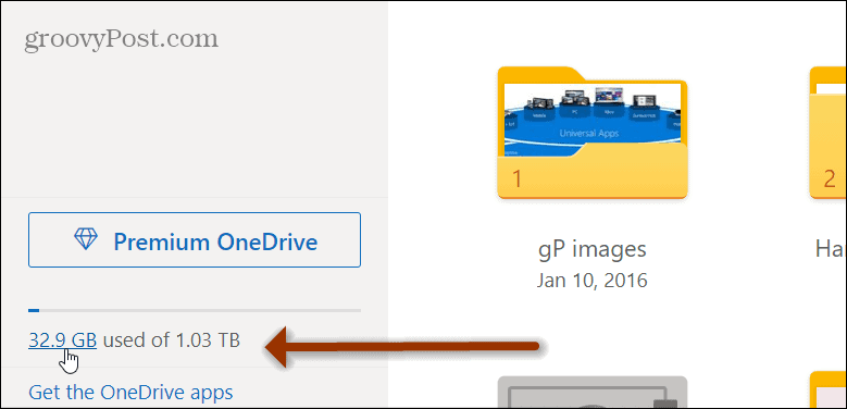 Spazio di archiviazione OneDrive Web