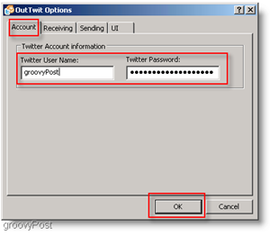 Twitter all'interno di Outlook: Configura OutTwit