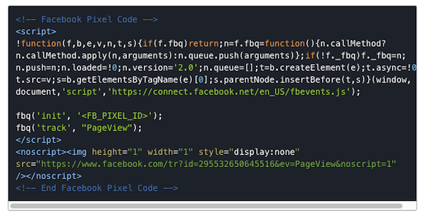 Il pixel di inizializzazione di Facebook deve essere attivato prima di qualsiasi codice personalizzato.