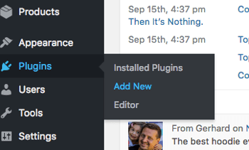 Aggiungi un nuovo plugin WordPress dalla scheda Plugin.
