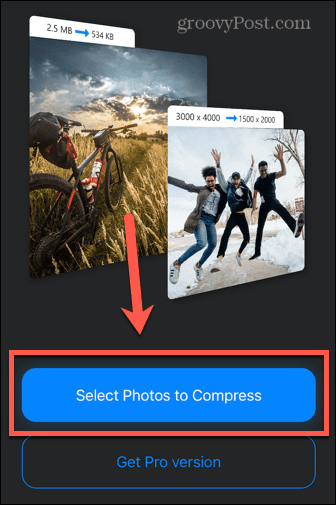 comprimere foto app selezionare foto