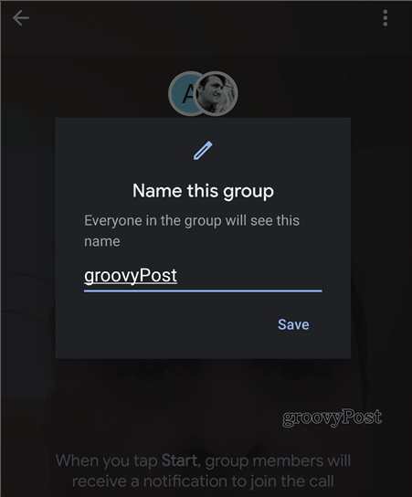 Nome del gruppo Google Duo