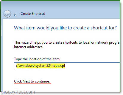 utilizzare c: windows system32ncpa.cpl come percorso del file per aprire rapidamente le connessioni di rete