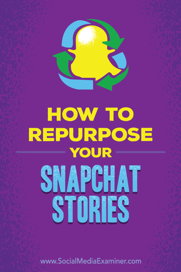 Suggerimenti su come riutilizzare le tue storie Snapchat per altre piattaforme di social media.