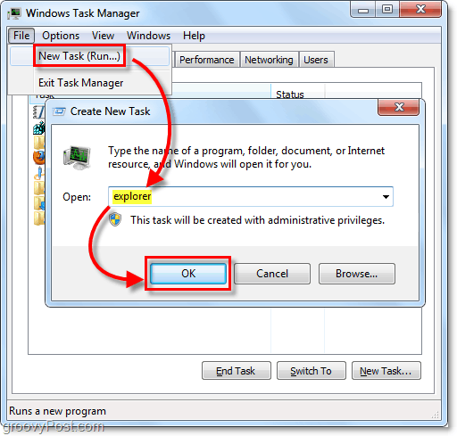 riavvia explorer in Windows 7 senza riavviare open explorer