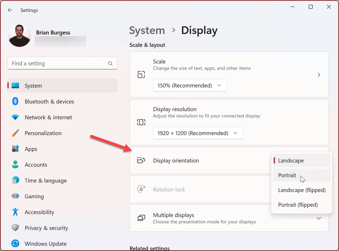 Ruota lo schermo su Windows 