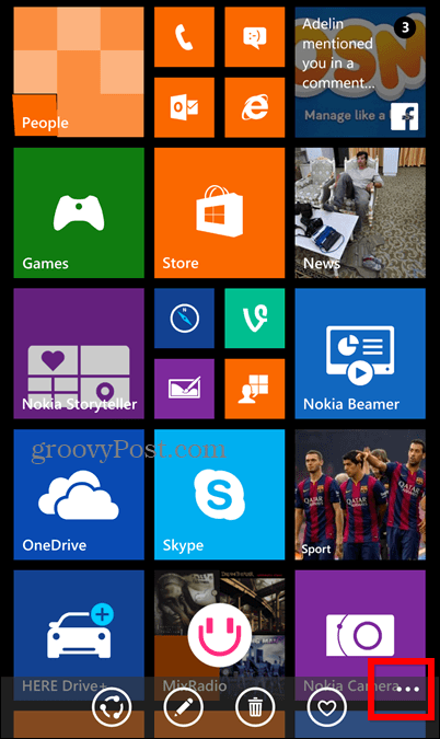 Schermata di blocco dello screenshot di Windows Phone 8.1