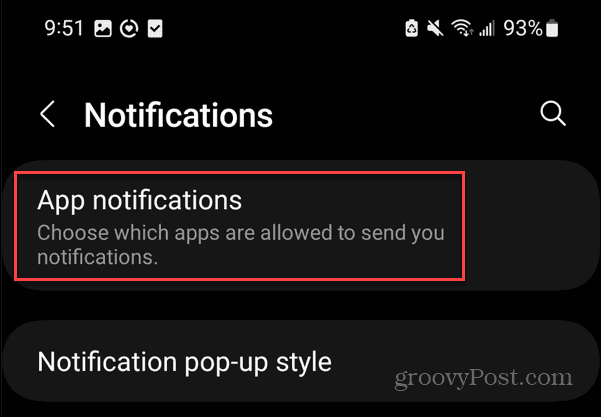 Arresta le notifiche Android 