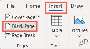 Inserisci una pagina vuota in Word