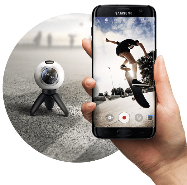 Samsung Gear 360 con il telefono