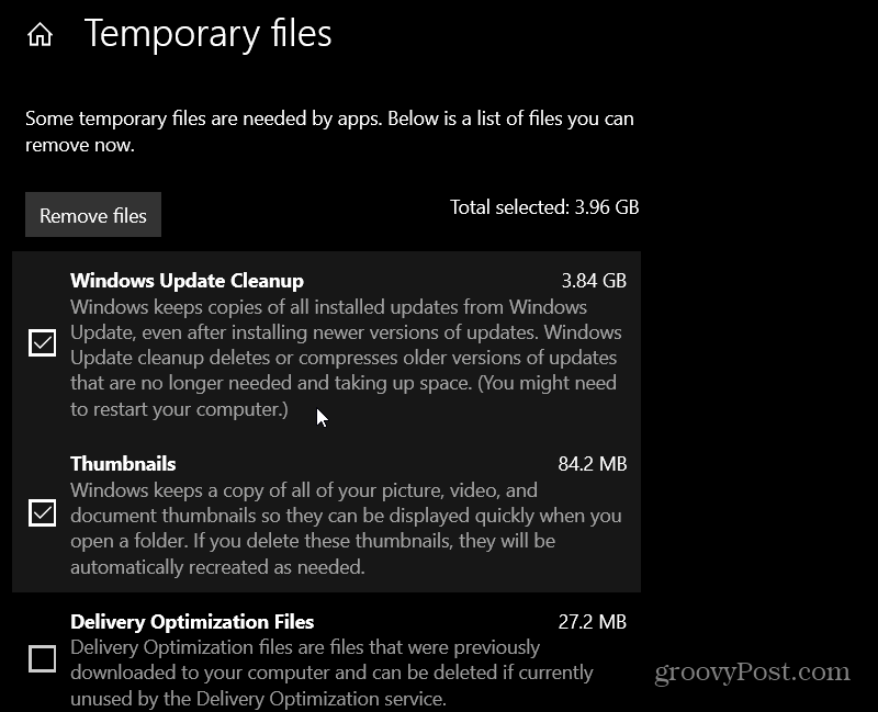 rimuovere i file temporanei di Windows 10