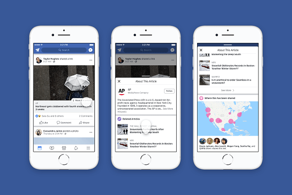 Facebook condivide più contesto sugli articoli e gli editori condivisi nel feed di notizie.