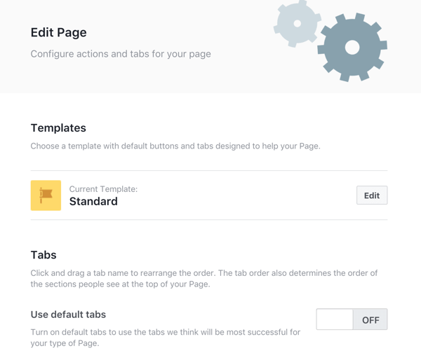 Fai clic sul pulsante Modifica per modificare il modello della tua pagina Facebook.