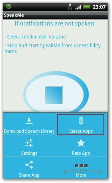 SpeakMe per app Android selezionate
