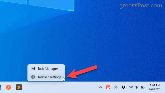 Seleziona le impostazioni della barra delle applicazioni in Windows 11