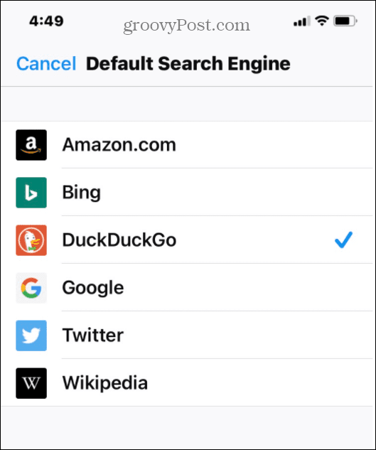 Firefox seleziona l'elenco di ricerca predefinito