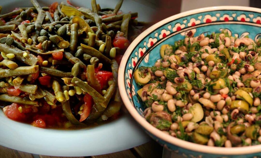 Come fare l'insalata di fagioli dall'occhio, sia fresca che secca? Diverse ricette di insalata con piselli dall'occhio...