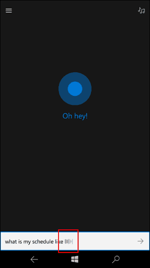 Animazione d'ascolto di Cortana