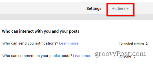 Google+ pubblica il pubblico delle impostazioni di restrizione