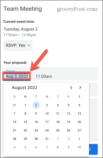 google calendar nuova data