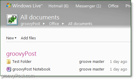 creare documenti o aggiungerli a gruppi live office