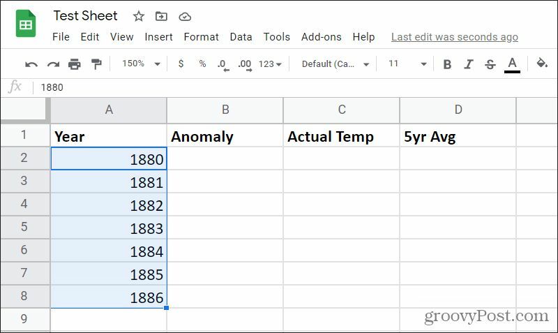 riempimento sequenziale di fogli google